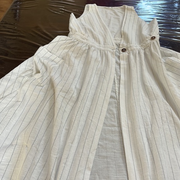 Mango sleeveless buttoned  wrap white with blue line dress , size US S - Picture 14 of 15